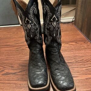 Ferrini Black and Silver Western Boots with Square Toe